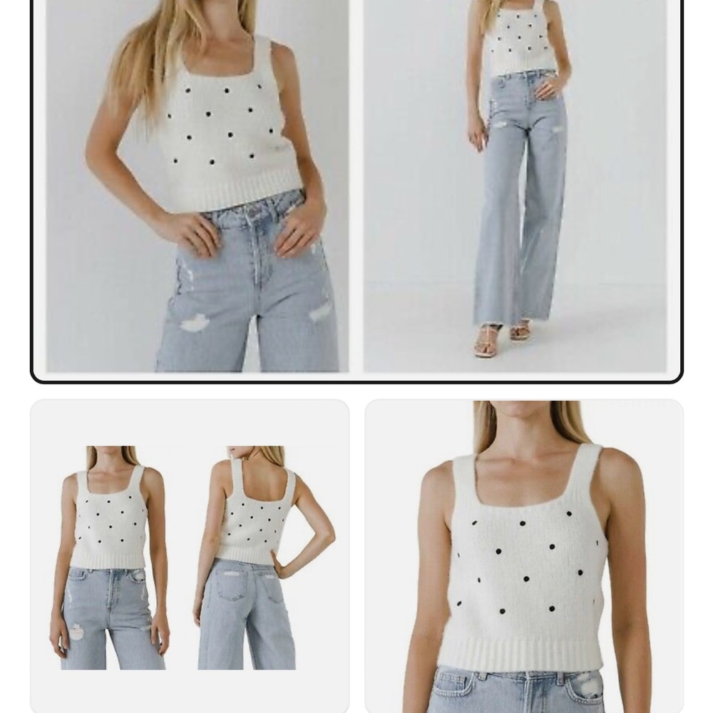 NEW English Factory Polka Dot Soft Sweater Tank Vest